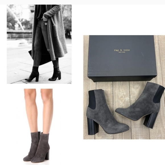 *LAST PAIR*RAG & BONE AGNES BOOT 8.5 Asphlt grey suede boots NEW IN BOX #1191 - Picture 2 of 10